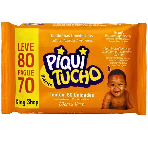 Lenço Umedecido Piquitucho Toalha Hidrate Bebe Fralda C/ 80