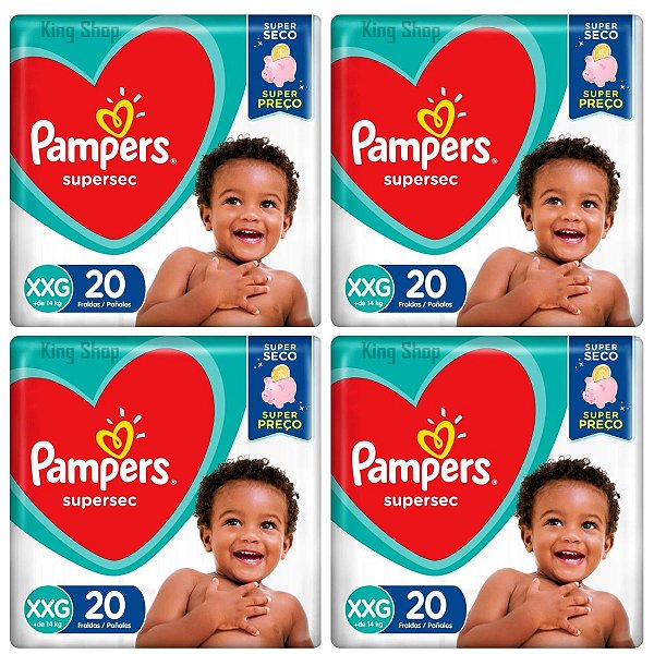 Fralda Pampers SuperSec Infantil Bebês Pacote XXG Kit 80 Un