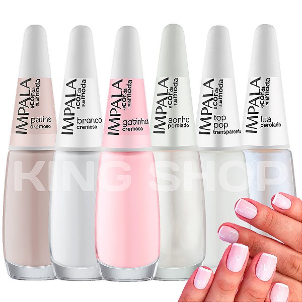 Kit 6 Esmalte Impala Tons Claros Unhas Francesinha Manicure