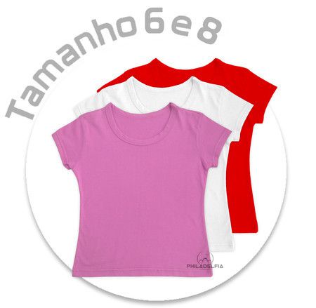 Baby Look Infantil Várias Cores Nº 06 ou 08 Malha 100% Algodão