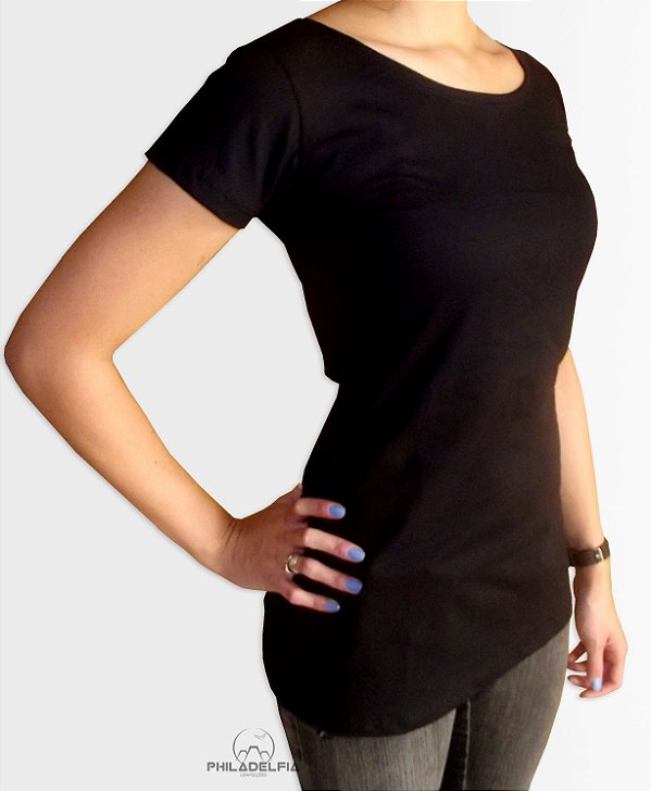 Baby Look Alongada Várias Cores P/ M/ G/ GG Malha 100% Algodão