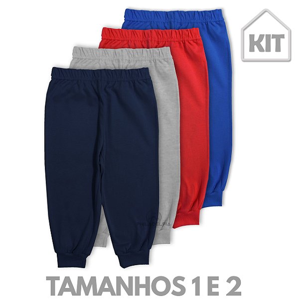Kit Calça Bebê Escolar Nº 01 ou 02 Malha 100% Algodão