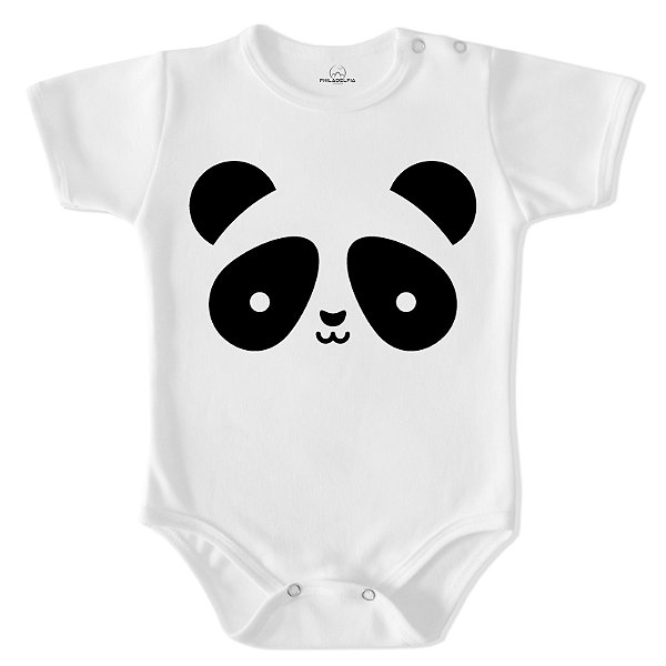 Body Panda Manga Curta P/ M/ G Malha 100% Algodão