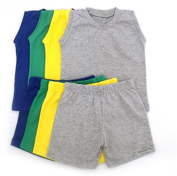 Kit Conjunto Regata Short Nº 10/ 12/ 14 Malha 100% Algodão