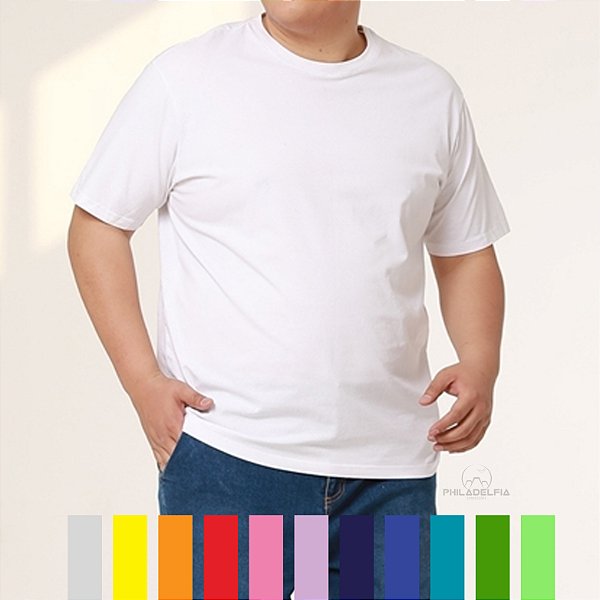 Camiseta Lisa Adulto Plus Size Manga Curta Malha Premium Algodão