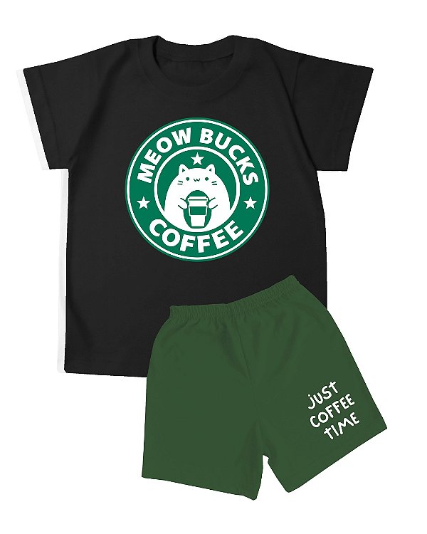 Conjunto Infantil Cat Coffee Nº 1/ 2/ 3/ 4 Malha Algodão