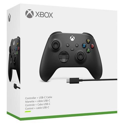 Controle sem fio Xbox Carbon Black + Cabo USB C - Series X, S, One - Preto