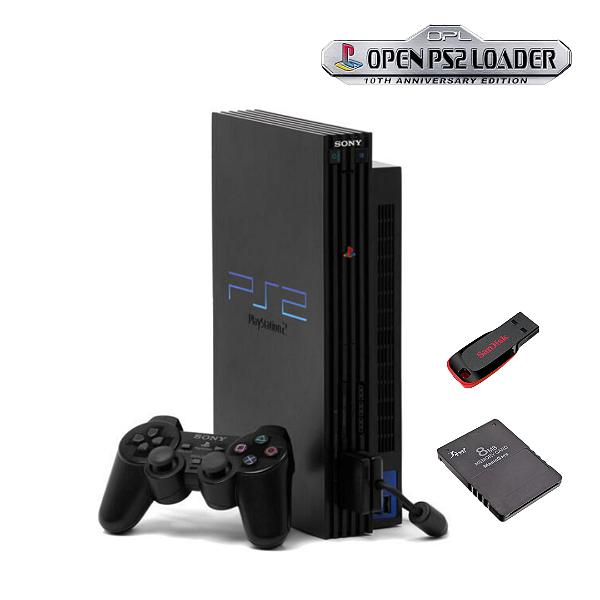 PlayStation 2 Fat Destravado + Memory Card OPL + Pen Drive 64gb com 17 Jogos