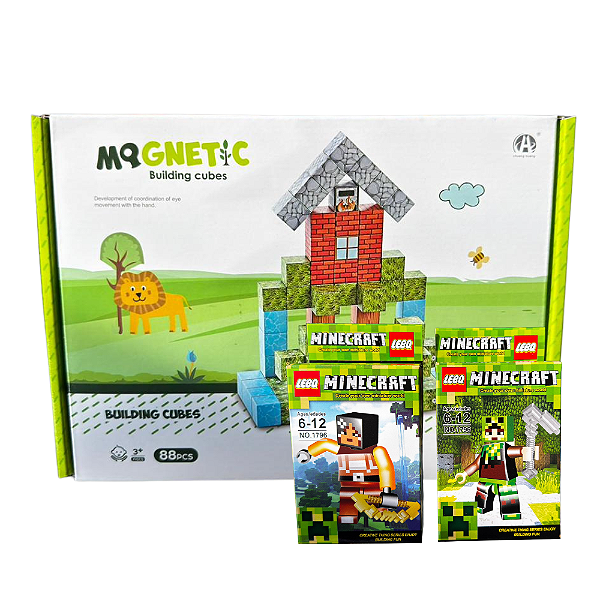 Blocos magnéticos Minecraft 88 peças