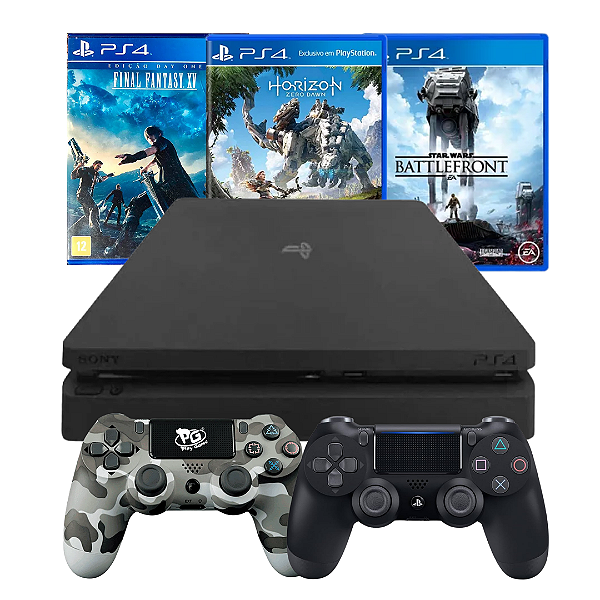 Console Playstation 4 Slim 1TB Seminovo 3 Games + Controle original + Controle Paralelo(Cortesia) - PS4