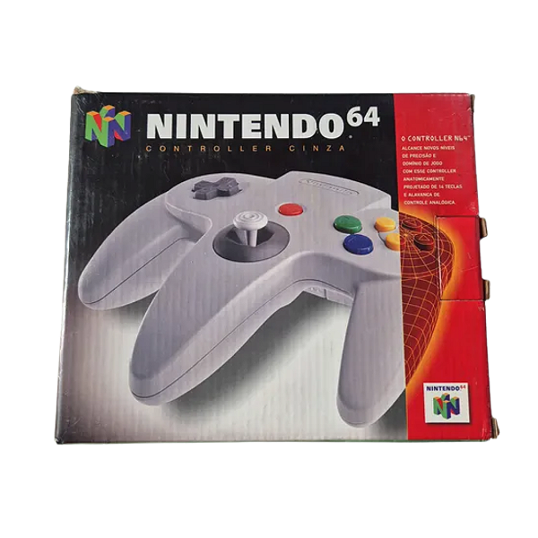 Controle Original Nintendo 64 Cinza Padrão – Completo na Caixa – Seminovo – Testado