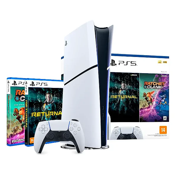 Playstation 5 Slim 1tb com leitor de disco + Returnal e Ratchet & Clank - (Open box )