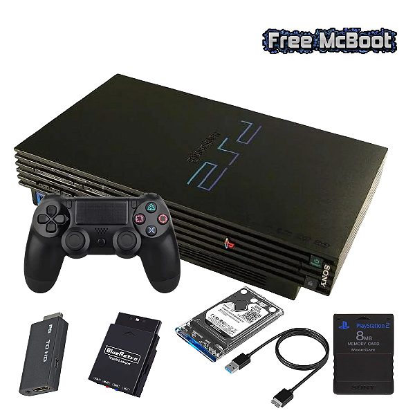 PlayStation 2 Fat Tunado – HD Externo + 200 Jogos + BlueRetro + HDMI