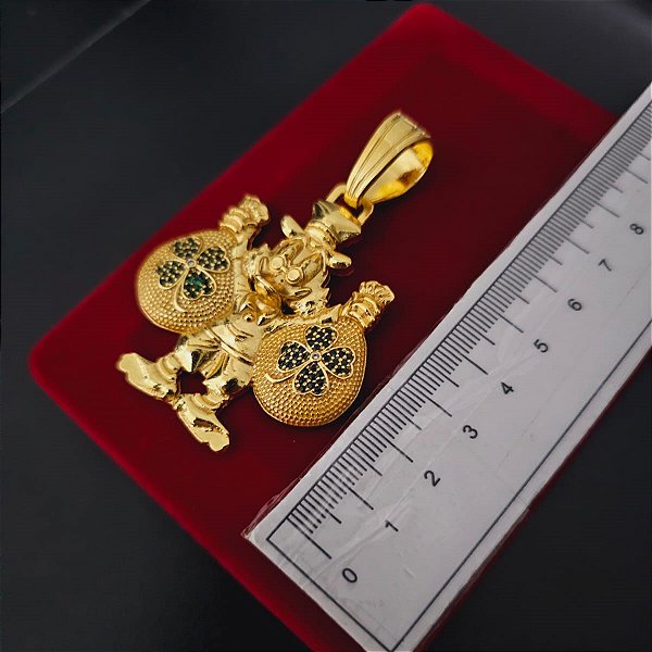 Pingente Tio Patinhas Trevo Cravejado - Banhado a Ouro 18k