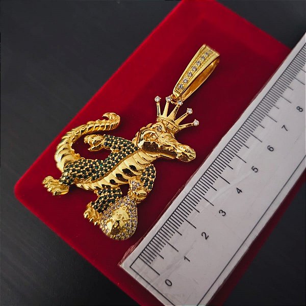 Pingente Lacoste Cravejado - Banhado a Ouro 18k