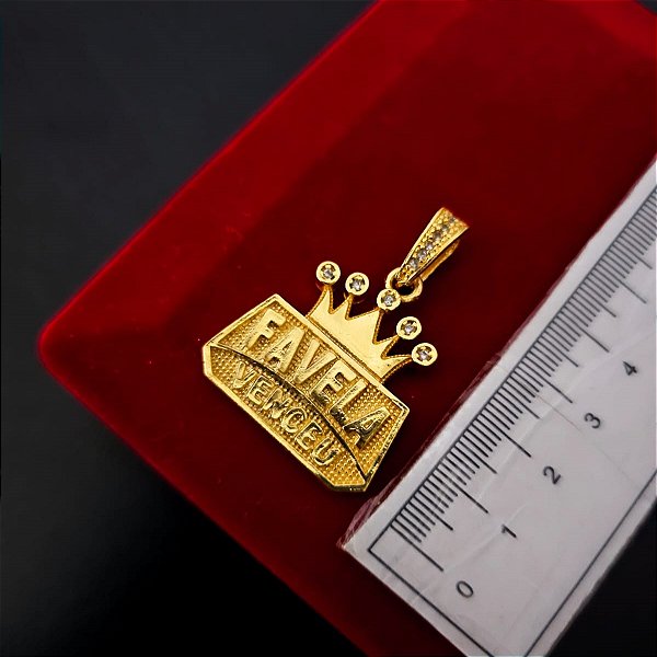 Pingente Favela Venceu P - Banhado a Ouro 18k