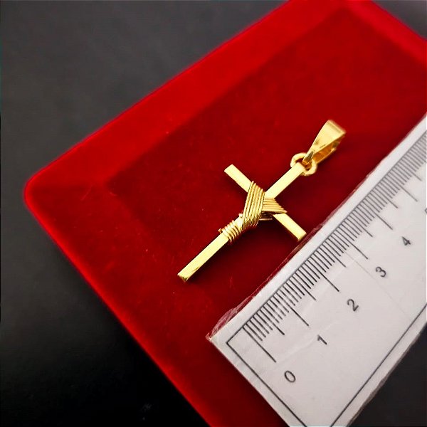 Pingente de Cruz Trançada P - Banhado a Ouro 18k