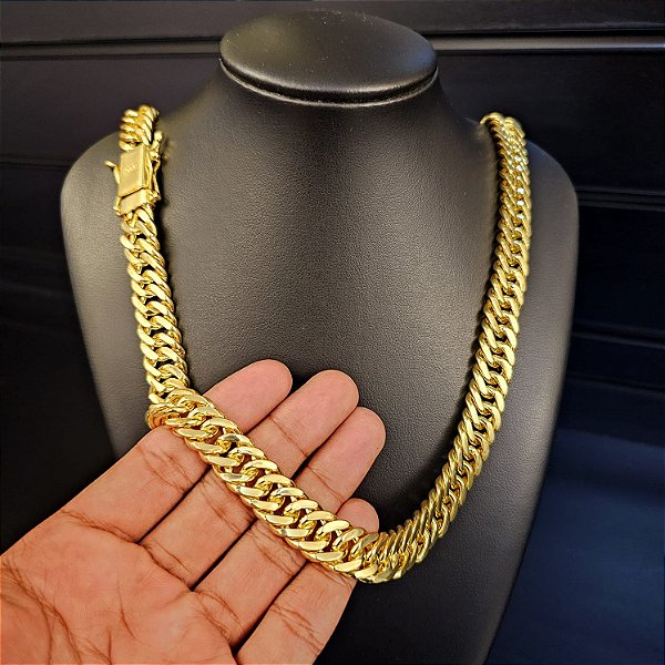 Corrente Grumet 13mm Fecho Gaveta Duplo 750 - Banhado a Ouro 18k