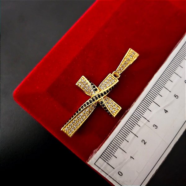 Pingente Cruz Cravejado - Banhado a Ouro 18k