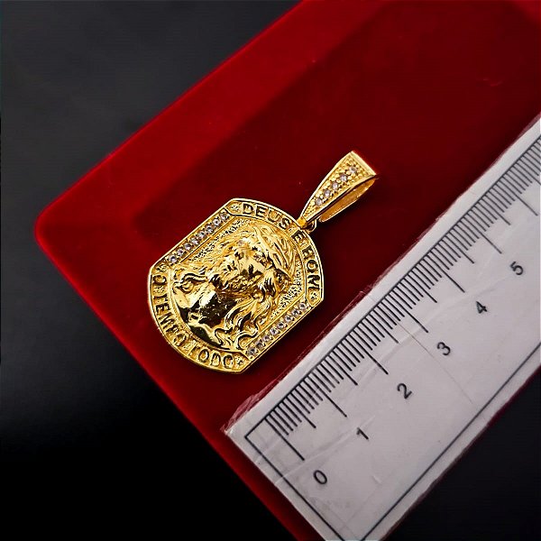 Pingente Deus é Bom o Tempo Todo Cravejado P - Banhado a Ouro 18k