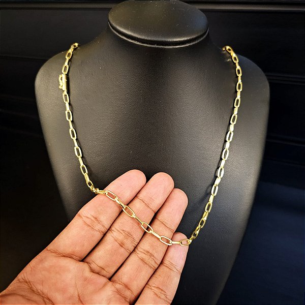 Corrente Meia Cana 4mm Fecho Bomba - Banhado a Ouro 18k