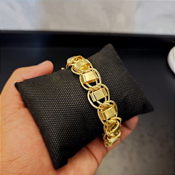 Pulseira Dubai 14mm Fecho Gaveta Duplo 750 - Banhado a Ouro 18k