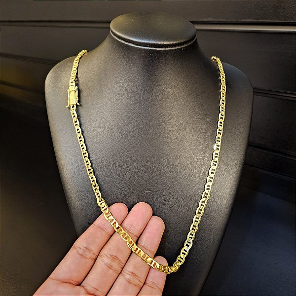 Corrente Piastrine 6mm Gaveta Duplo 750 - Banhado a Ouro 18k