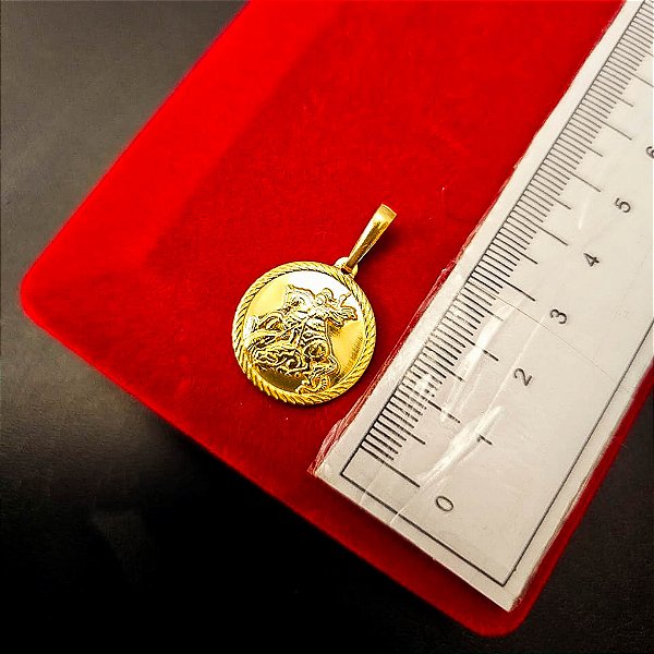 Pingente São Jorge Redondo PP - Banhado a Ouro 18k