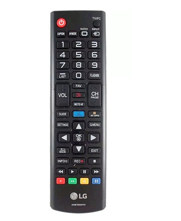 Controle Remoto LG Smart AKB75055701 Teclas 3D, Rec e My Apps