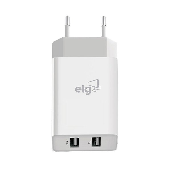 Carregador De Parede Universal ELG Wc124a 2 Usb 1a E 2.4a