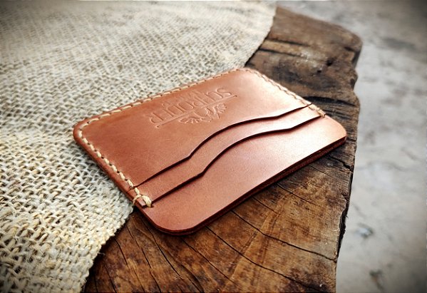 Carteira Slim Em Couro Natural