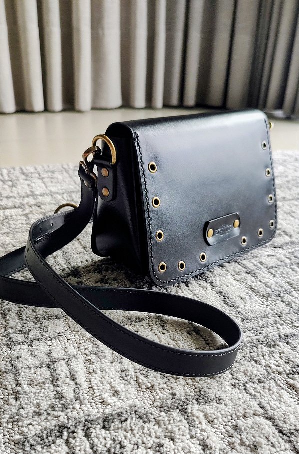 Bolsa Rock Em Couro Preto