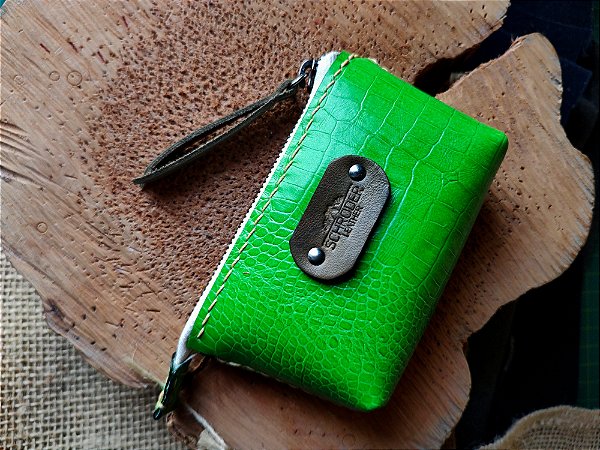 Nécessaire Pocket Em Couro Croco Verde