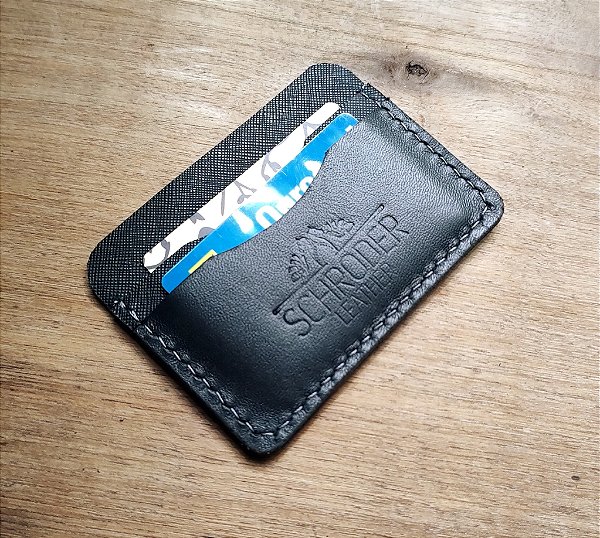 Carteira Slim Em Couro Safiano Preto