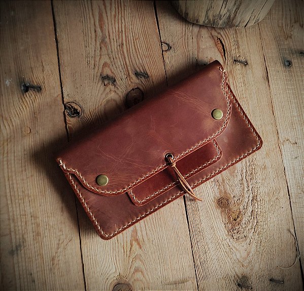 Carteira Indie Em Couro Parafinado Castanho