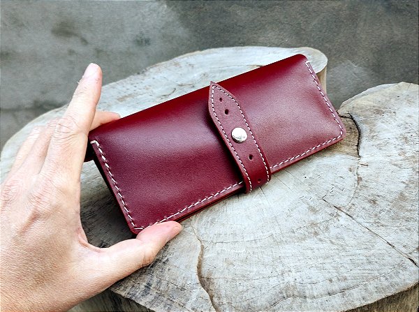 Carteira Longa Feminina Em Couro Marsala