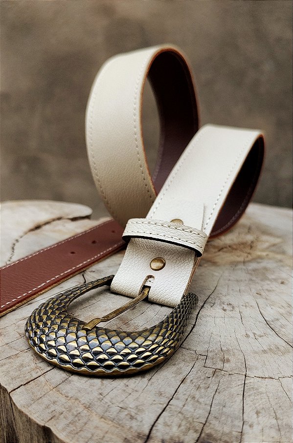 Cinto 4.0 Feminino Em Couro Relax Off White