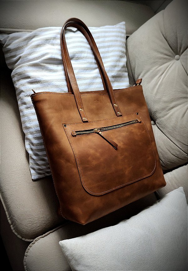 Bolsa Shopper Max Em Couro Castanho