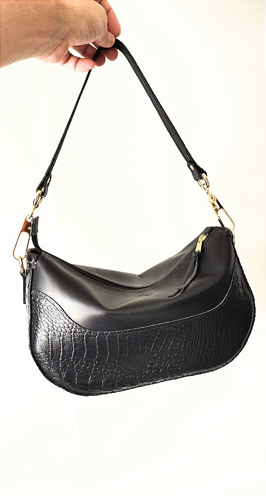 Bolsa Duo Em Couro Preto