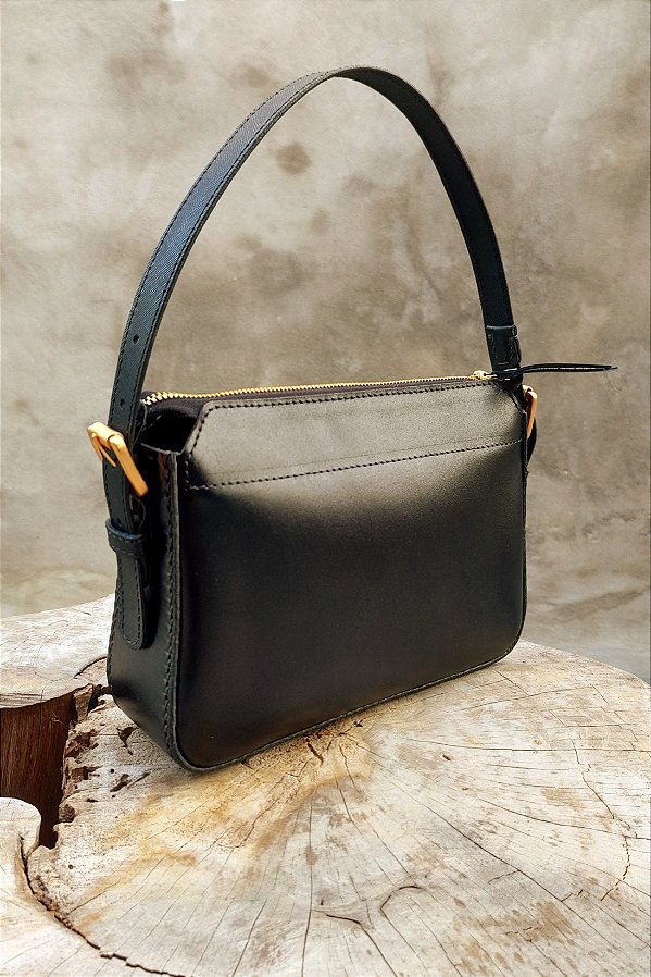 Bolsa Gessy Em Couro Preto Safiano