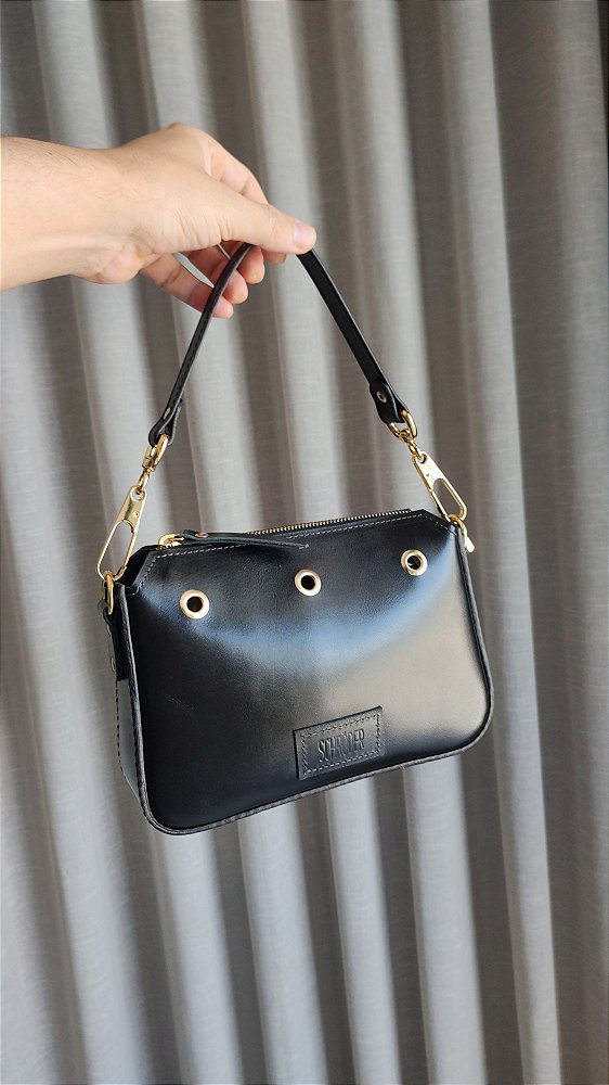Bolsa Gessy Em Couro Preto