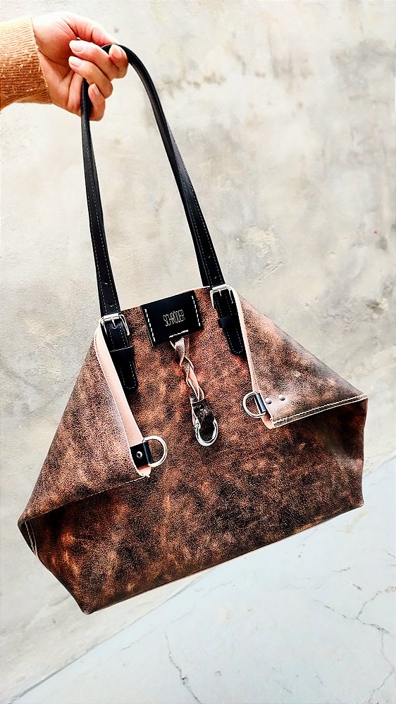 Bolsa Indhuo Em Couro Mesclado