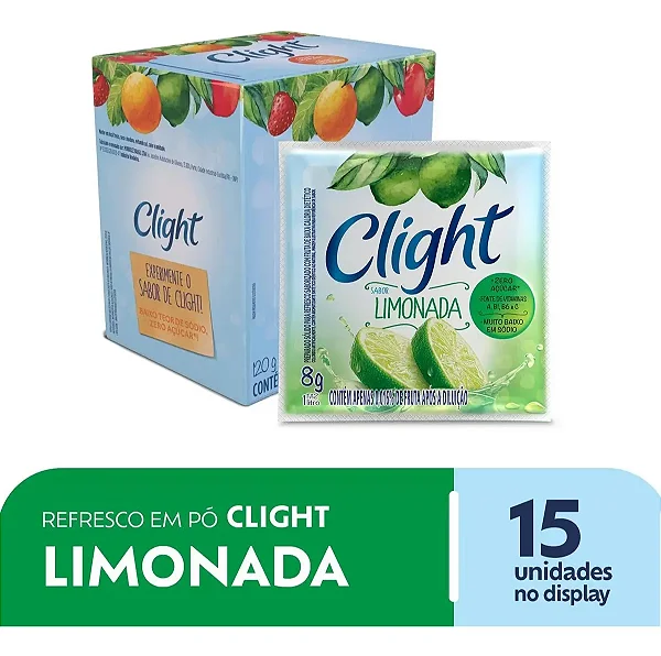Refresco Clight Limonada Zero 15 Unidades - Zero Açúcar - Não Contém Glúten