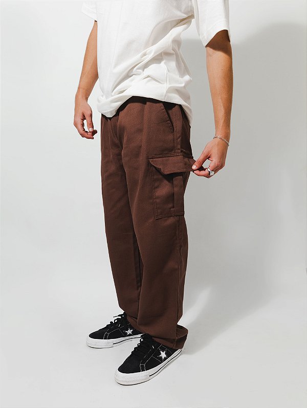 Calça Cargo Marrom sarja