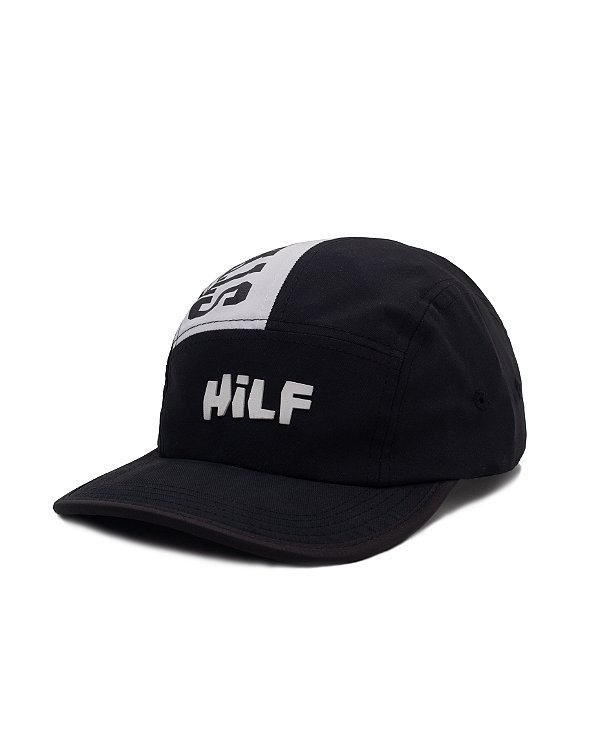 Boné five panel Hilf Streetwear (branco e preto)