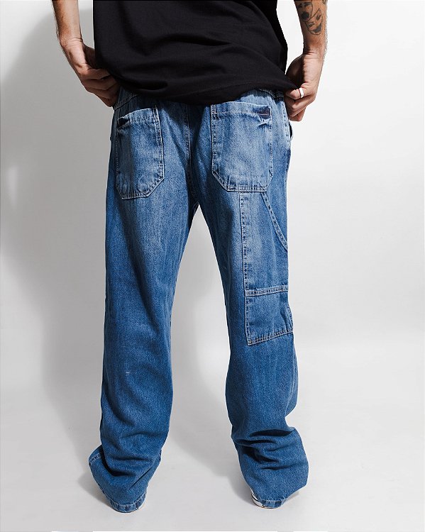 Calça Reta Carpinteiro AZUL (marmorizada)