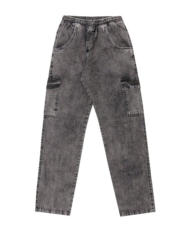 Calça cargo jeans Marmorizada juvenil