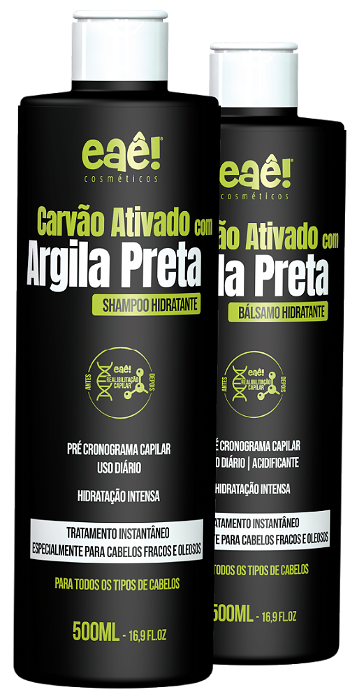 Kit Carvão Ativado c/ Argila Preta (2 Passos) 500g