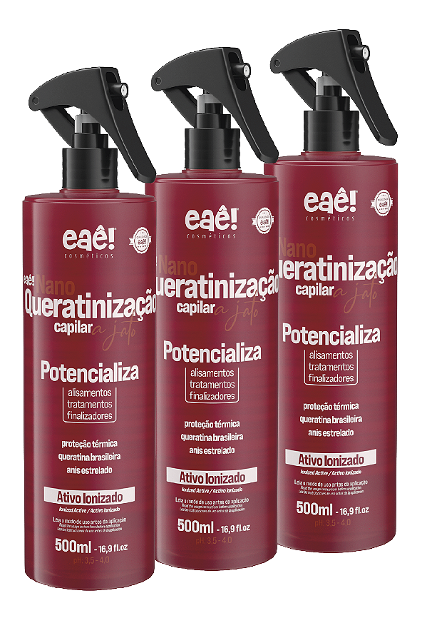 3x Nano Queratinização Capilar a Jato Vermelho  -  Eaê