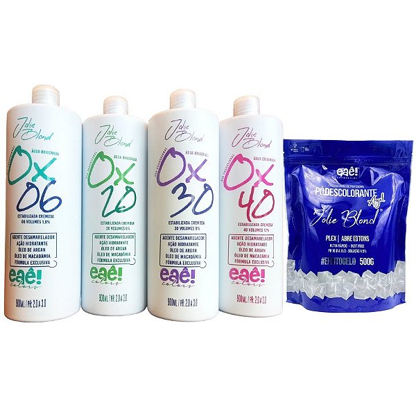 Kit Pó Descolorante Azul + Água Oxigenada Profissional Clareia Até 9 Tons Ultra Clareador Eaê! Cosméticos